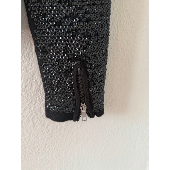 Women's OLIVACEOUS Black Sequins Zipper Jacket Coat Size Med - Picture 4 of 9